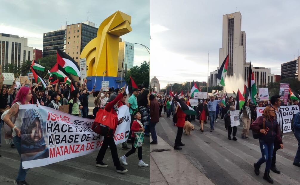 Marchan en CDMX en apoyo a Palestina. Piden al gobierno mexicano romper relación con Israel. Fotos: Adriana Estrada