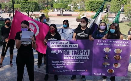 Con protesta, activistas exigen que se apruebe la Ley Olimpia en Yucatán