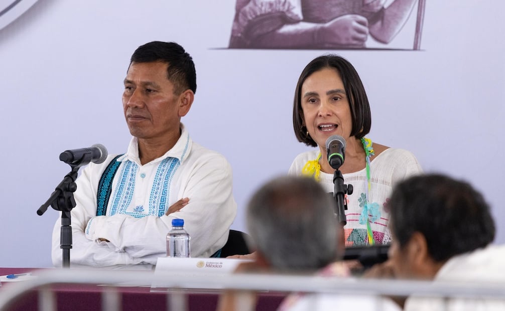 La presidenta Claudia Sheinbaum Pardo puso en marcha este sábado 5 de abril el Plan de Justicia del Pueblo Purépecha. Foto: Hugo Salvador / EL UNIVERSAL