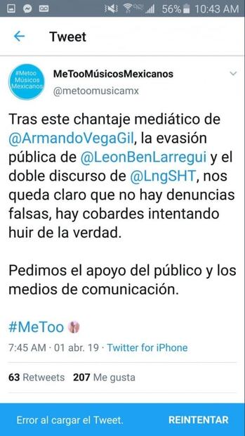 Restringen en Twitter cuenta MeTooMusicos tras muerte de Armando Vega Gil