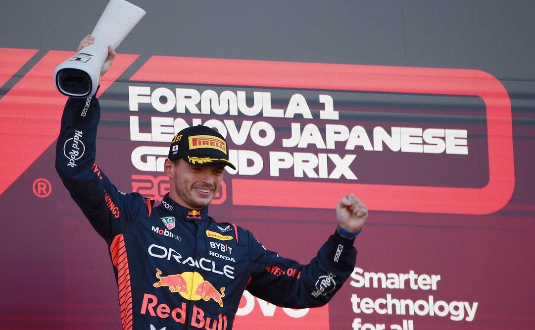 Max Verstappen en el podio del Gran Premio de Japón - Foto: AFP