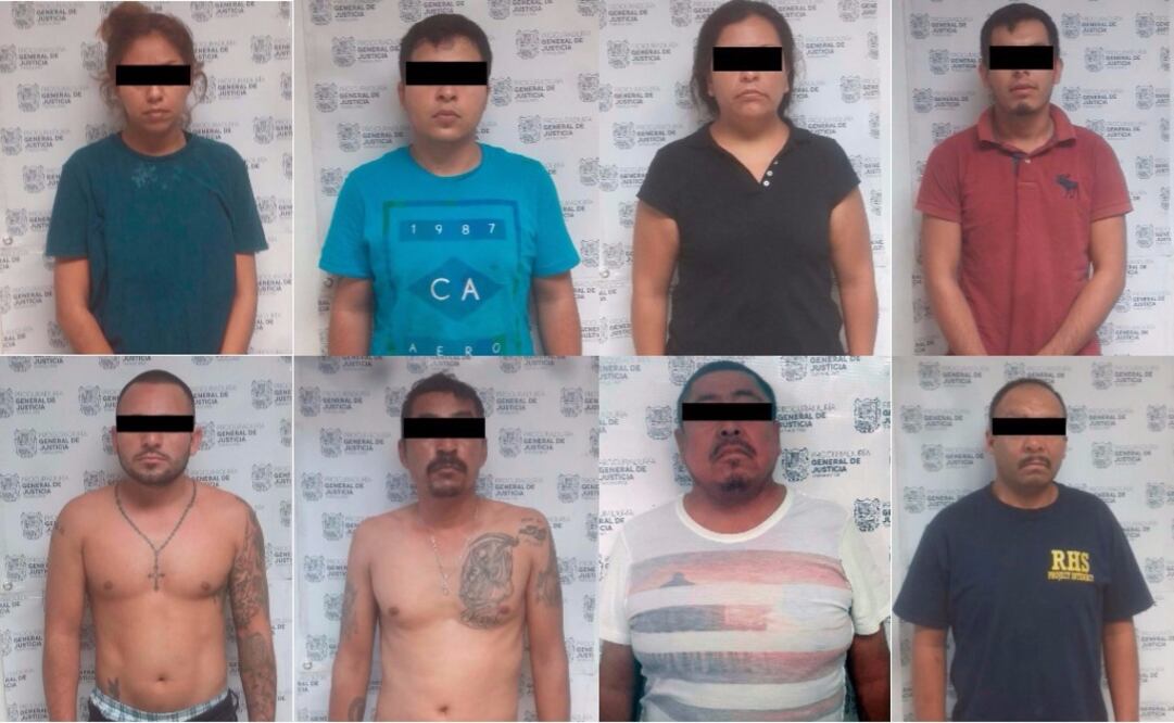 (Detenidos por presuntamente ser parte de una organización delictiva en Tamaulipas. Fotos: PGJ Tamaulipas)