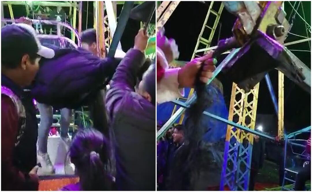 Joven tzotzil queda atrapada del cabello en rueda de la fortuna, Fotos: Captura de pantalla