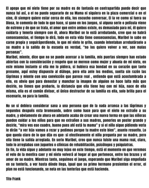 Tito Frank mandó un contundente mensaje a la famosa actriz. Foto: Captura de pantalla.