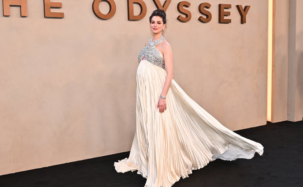 Anne Hathaway lució un vestido Prada. Foto: AP