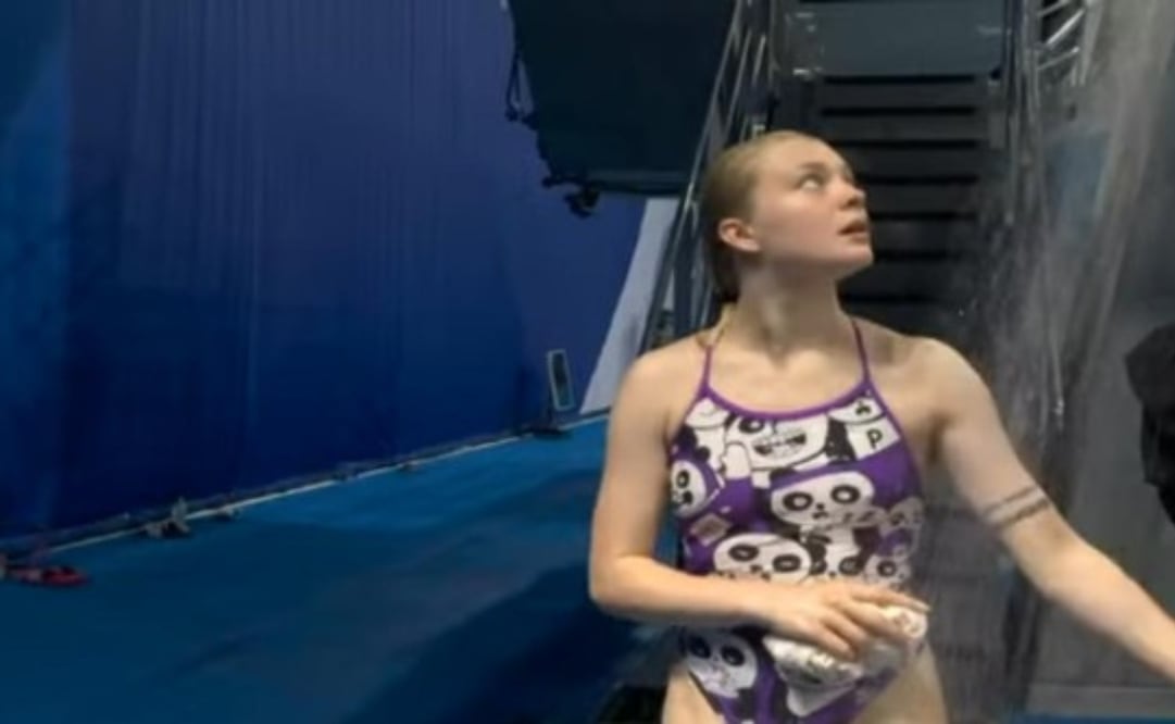 La clavadista Sofiia Lyskun fue tendencia en redes. Imagen YouTube