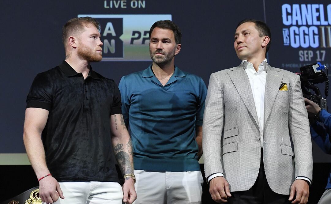 Primer cara a cara entre Saúl Álvarez y Gennady Golovkin - FOTO: AFP