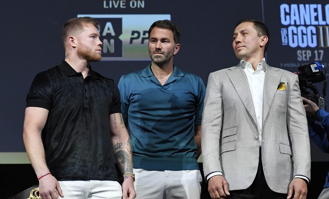 Primer cara a cara entre Saúl Álvarez y Gennady Golovkin - FOTO: AFP