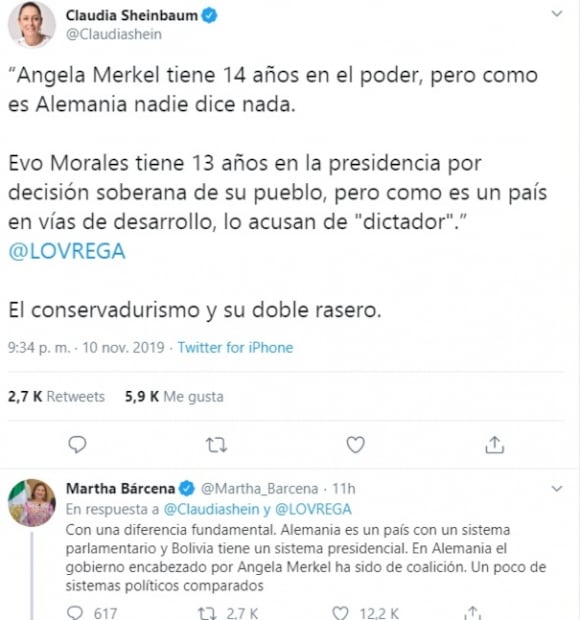 Debaten Sheinbaum y embajadora en EU por caso de Bolivia y Evo Morales