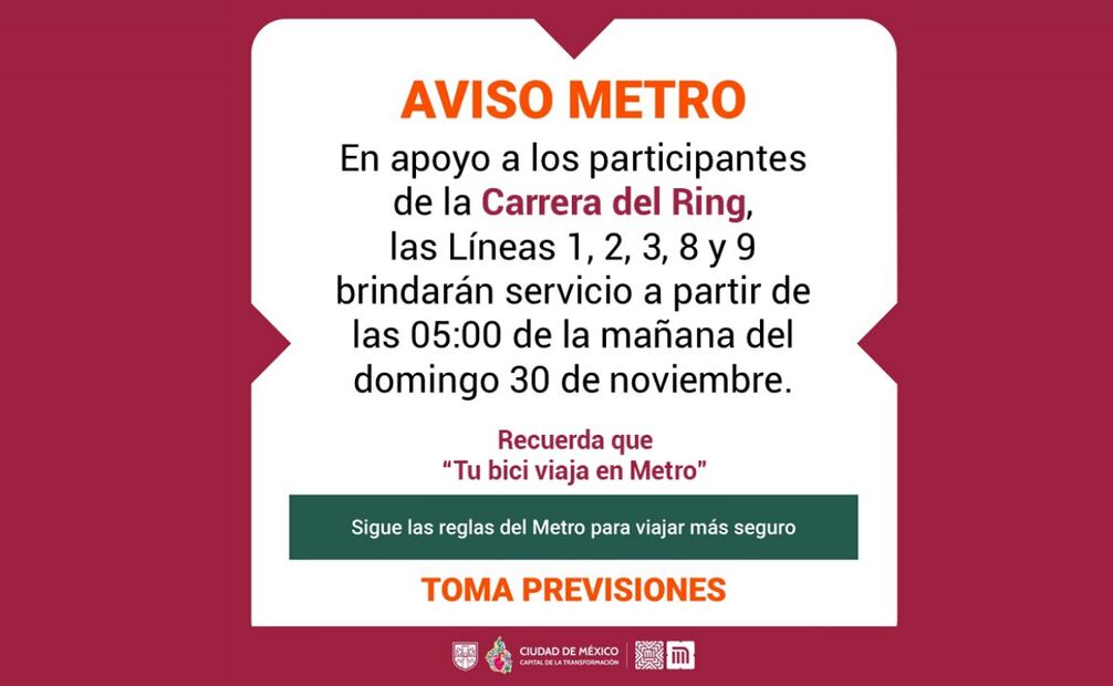Metro adelanta servicio por Carrera del Ring; algunas líneas abrirán desde las 5:00 horas.
Foto: Especial.