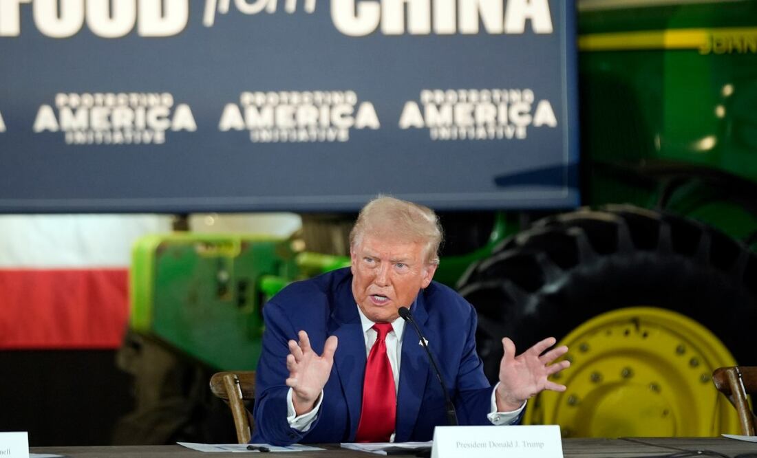 El excandidato presidencial republicano Donald Trump habla en un acto de campaña en una granja, el lunes 23 de septiembre de 2024, en Smithton, Pensilvania. Foto: AP