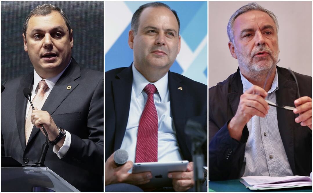 Enoch Castellanos, presidente de la Canacintra; Gustavo de Hoyos, presidente de la Coparmex y el presidente nacional de Morena, Alfonso Ramírez Cuéllar. Fotos: Archivo El Universal