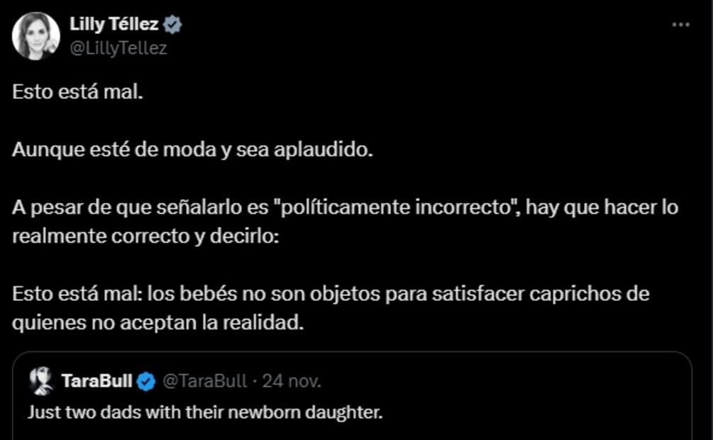 El polémico comentario de Lilly Téllez sobre la adopción en parejas del mismo sexo. Foto: Captura de pantalla