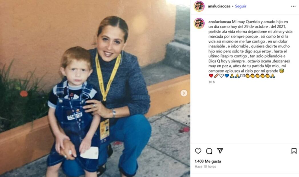 La madre del actor le dedicó un emotivo mensaje. Foto: Instagram.