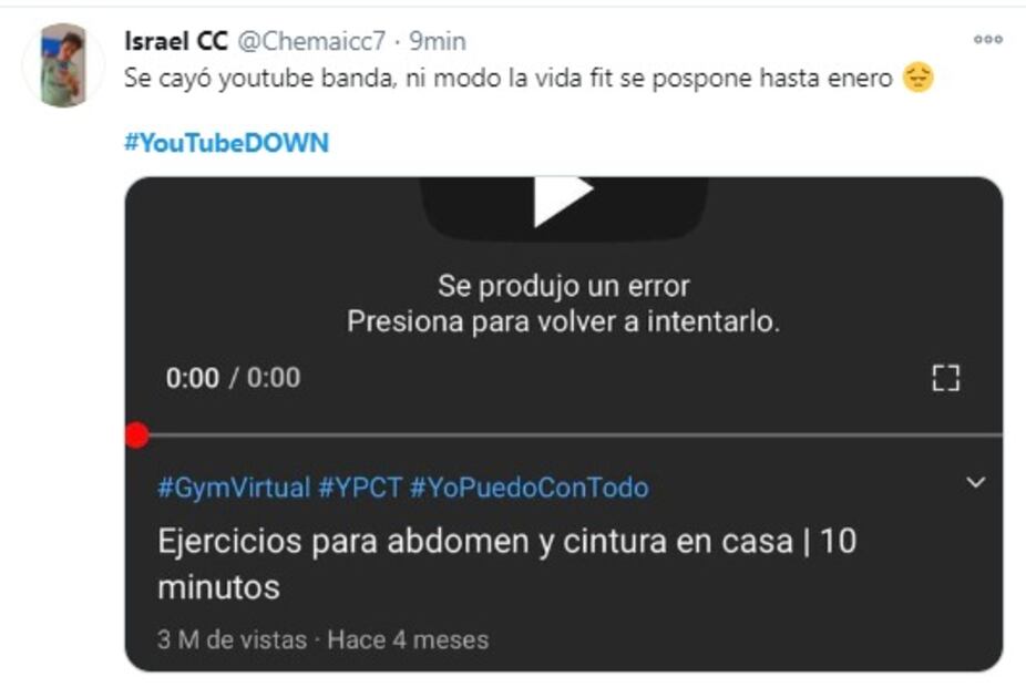 No era el módem... caída de YouTube deja corajes y memes