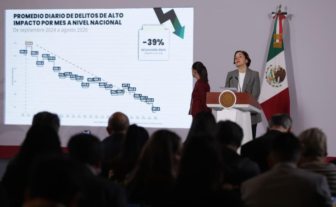Marcela Figueroa Franco, titular del SESNSP, en la “Mañanera del Pueblo” del 8 de septiembre del 2026 en Palacio Nacional. Foto: Carlos Mejía / EL UNIVERSAL