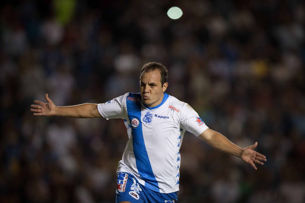 Xinhua. Cuauhtémoc Blanco durante un partido del Puebla en 2015