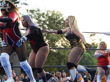 Female wrestlers fight violence against women