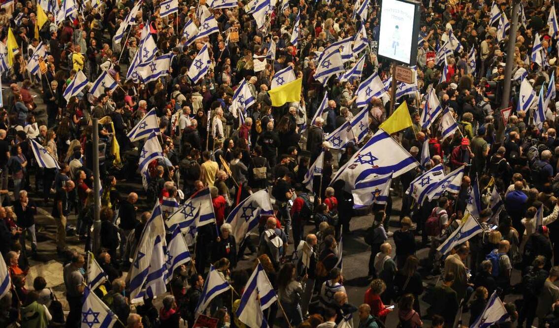 Miles de personas vuelven a manifestarse en Jerusalén en contra del Gobierno de Netanyahu, 6 de noviembre de 2024. Foto: Agencias