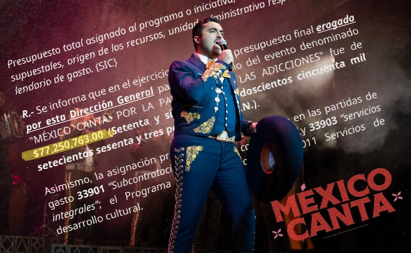 El programa México Canta tuvo un costó de más de 77 mdp. Ilustración: Angélica Vázquez (foto de la página web oficial del concurso intervenida).