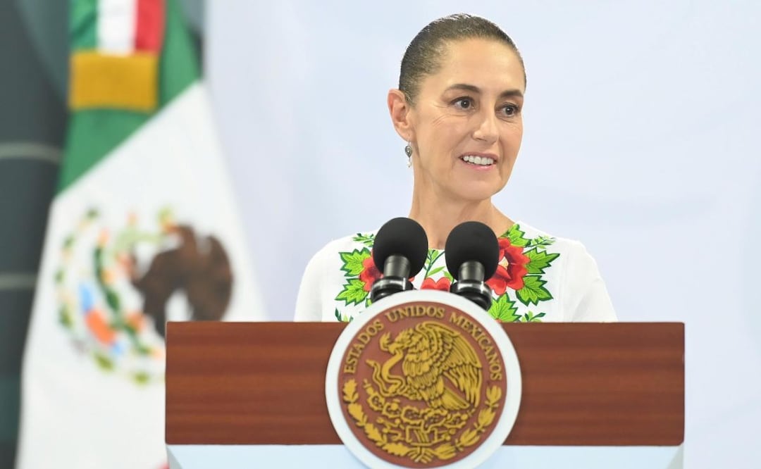 Presidenta Claudia Sheinbaum durante su conferencia de prensa desde el estado de Quintana Roo (17/07/2026). Foto: Presidencia