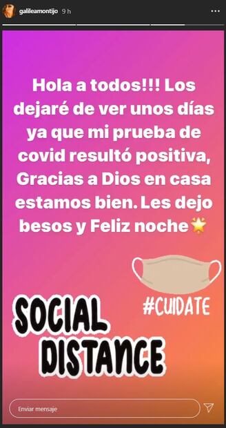 Galilea Montijo, en cuarentena, da positiva su prueba de Covid-19