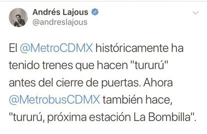 Lajous genera polémica por tuit del Metrobús 