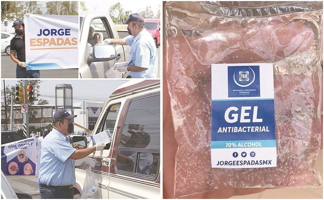 Entrega de gel con el logo de AN. Fotos: Especiales