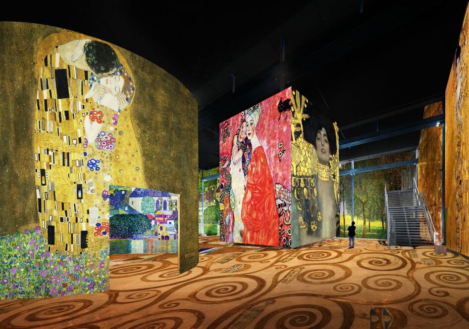 Las coloridas y brillantes obras de Gustav Klimt. (Foto: Cortesía Atelier des Lumiéres)
