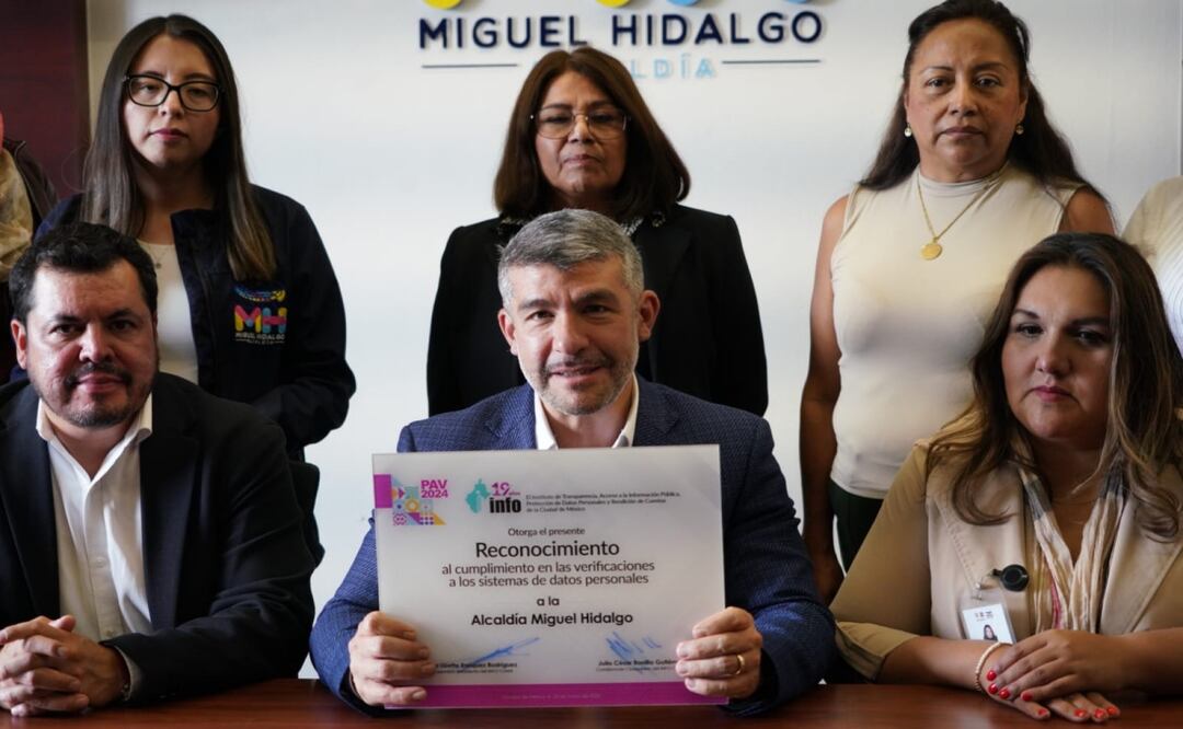 Alcaldía Miguel Hidalgo recibe reconocimiento por innovación en protección de datos; primer lugar en verificaciones de Info CDMX. Foto: Especial