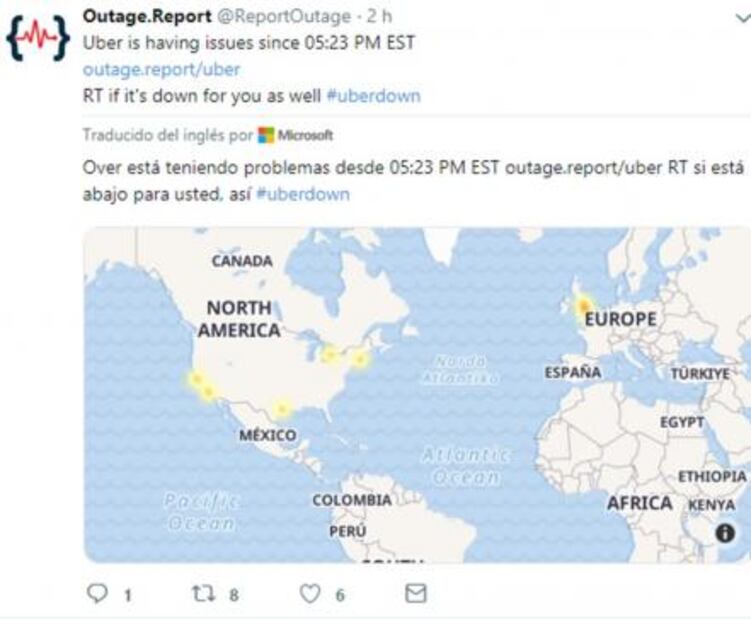 App de UBER se cae a nivel mundial