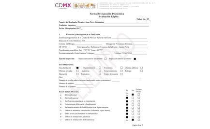 Presentan documento de inspección tras el sismo