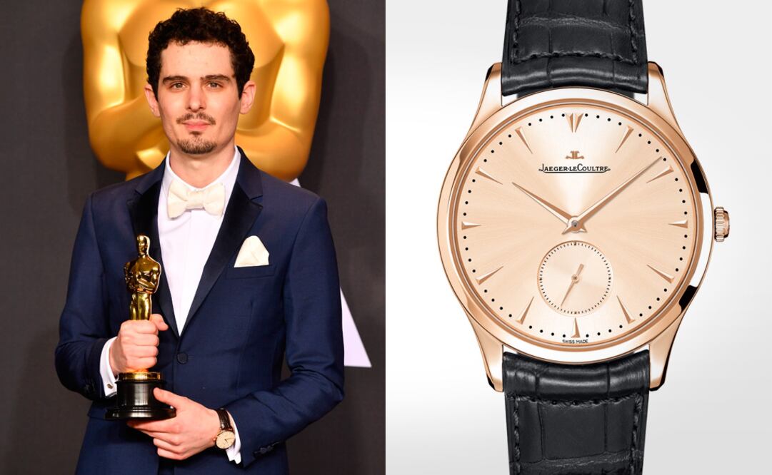 Damien Chazelle/ Jaeger-LeCoultre Master Grande Ultra Thin Small Second. Una de las máximas estrellas nacientes de Hollywood, se llevó el premio a Mejor Director por La La Land, hecho que lo convierte en la persona más joven en recibir un Oscar en esta categoría (Chazelle tiene 32 años). En esta velada histórica, también robó miradas en la alfombra roja gracias al Jaeger-LeCoultre Master Grande Ultra Thin Small Second en oro rosa que lució en la muñeca.