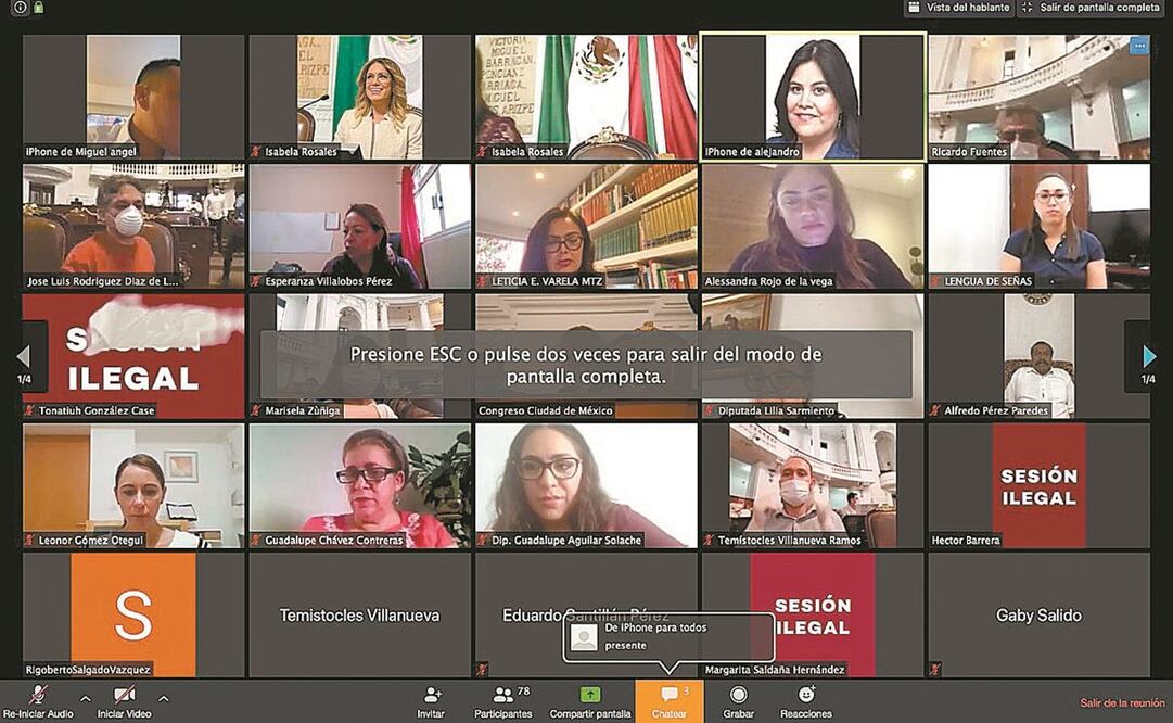 En abril pasado, el Poder Legislativo capitalino sostuvo una sesión virtual del pleno. Foto: ARCHIVO EL UNIVERSAL