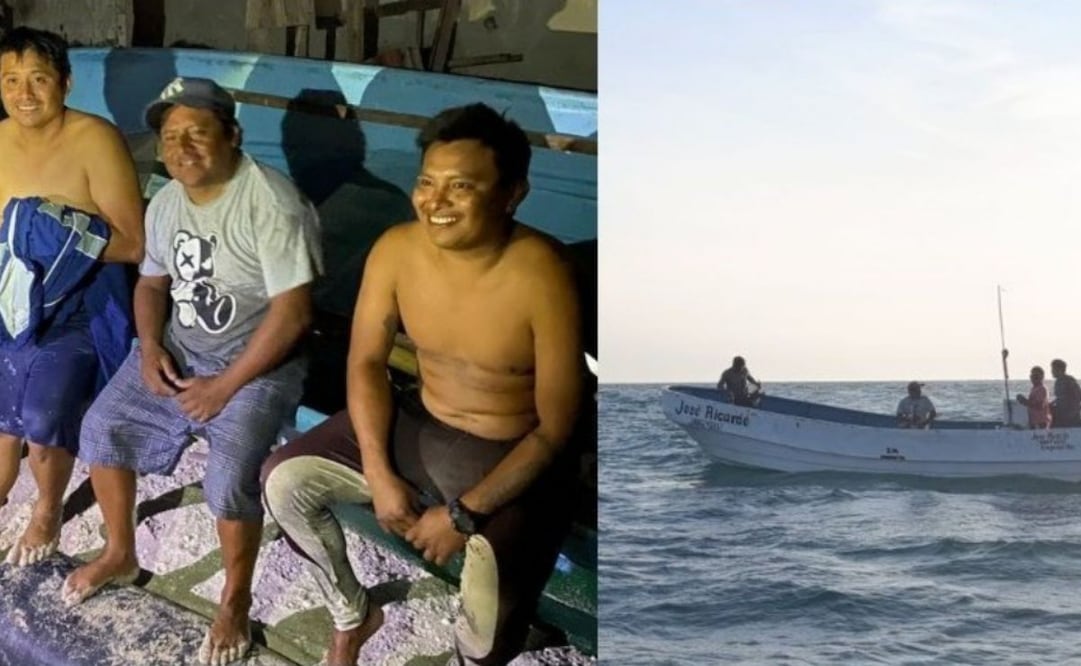 Rescatan a cuatro pescadores en Yucatán (04/12/2025). Foto: Especial