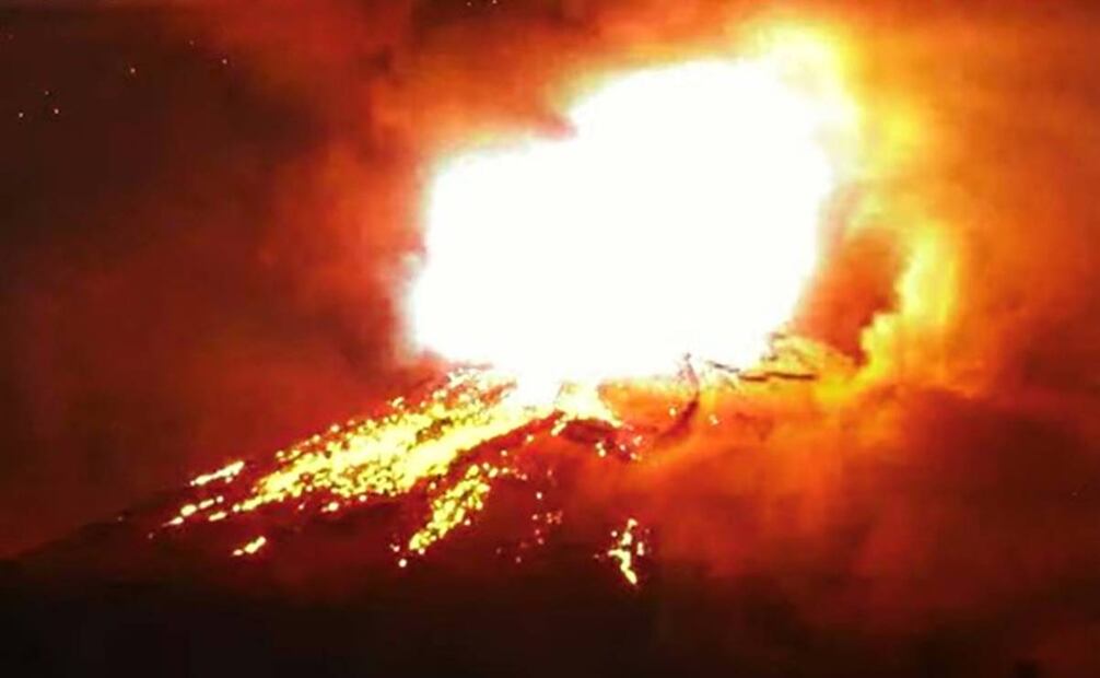 Así se vio la explosión del volcán Popocatépetl. Foto: @webcamsdemexico