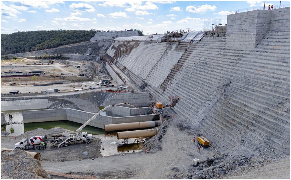 Se informó que ya solo faltan los últimos detalles de la cortina de la Presa Libertad en NL (23/01/2025). Foto: Especial