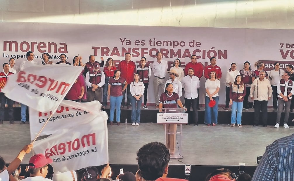 En Torreón, Ariadna Montiel, dirigente nacional de Morena, advirtió que en Coahuila van a acabar con el régimen de privilegios. Foto: Especial