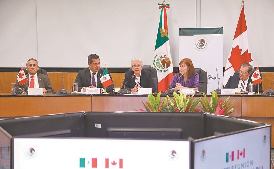 En la Reunión Interparlamentaria México-Canadá, Olga Sánchez (centro), di jo que la regulación del cannabis debe tener un enfoque de justicia social. Foto: ESPECIAL