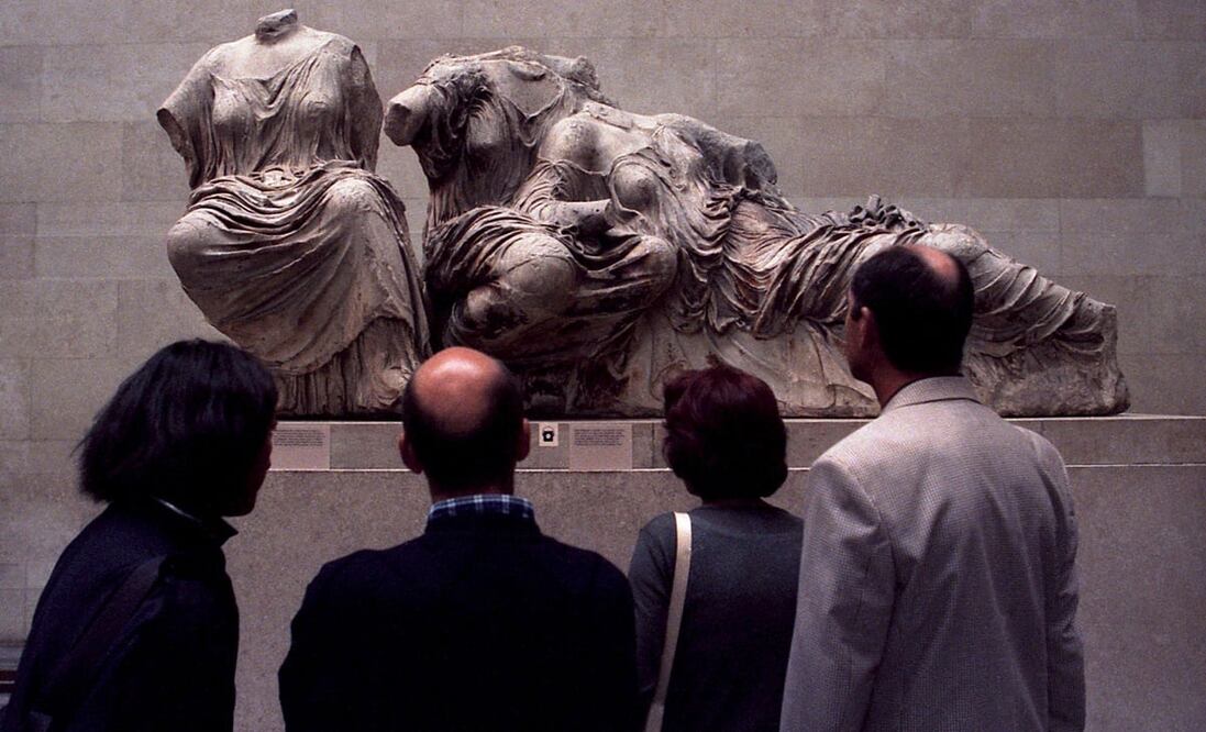 Parte de un friso del Partenón de Atenas expuesto en el Museo Británico de Londres (Reino Unido), el 13 de septiembre de 2002.Foto: EFE/Orestis Panagiotou, archivo El Universal 