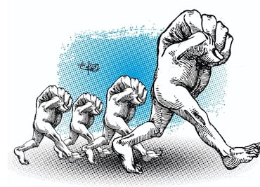 Mucha gente marchando por motivos imaginarios