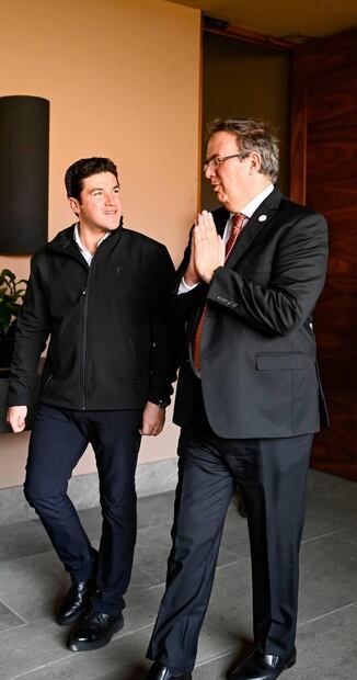 Samuel García y Marcelo Ebrard el 28 de marzo de 2023. Fotografía del gobierno de Nuevo León