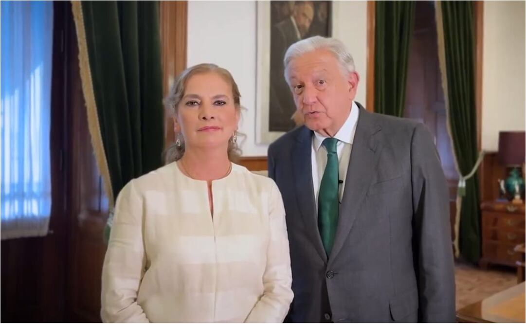 Beatriz Gutiérrez Müller junto a Andrés Manuel López Obrador. Foto: Captura de pantalla