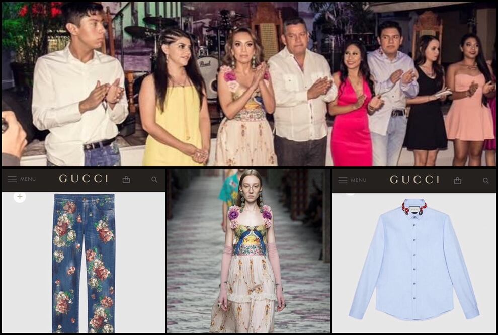 Comparativo de la ropa de Gucci con la usada por la alcaldesa y su familia. Foto: Especial