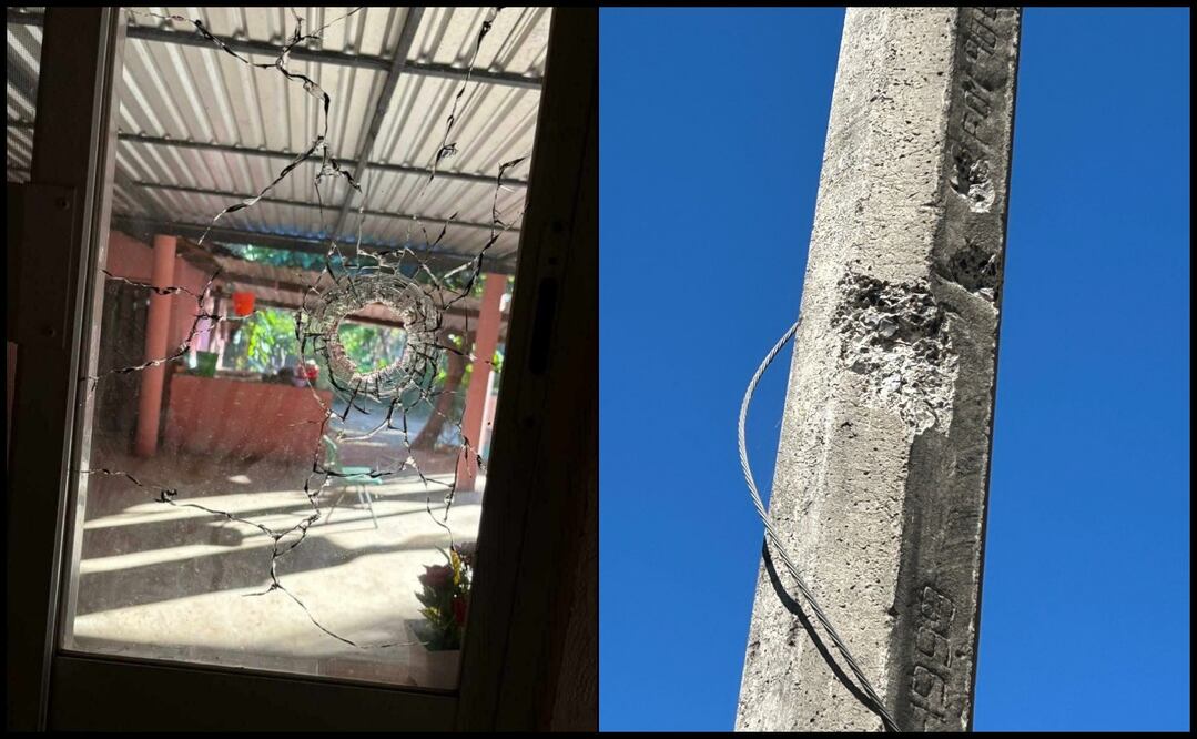 En algunas de las fotografías compartidas por los pobladores se ven los boquetes que dejaron los explosivos y las balas. Foto: Especial