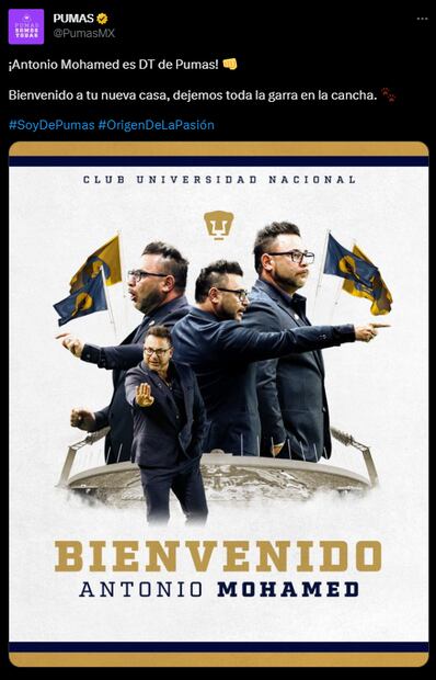 Pumas anuncia a Antonio Mohamed