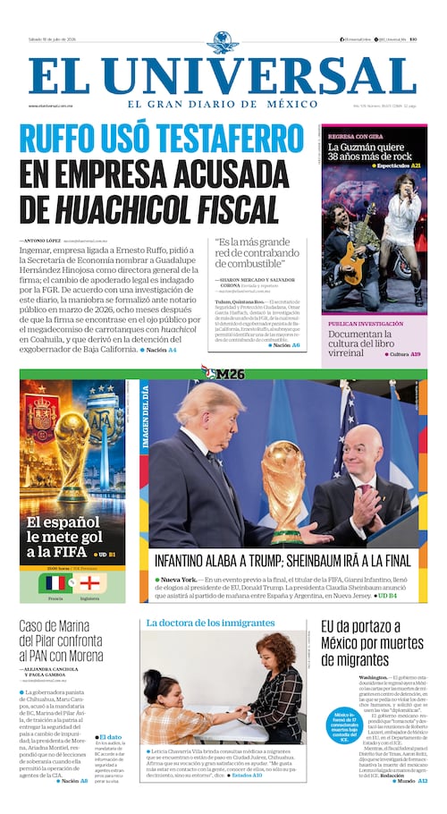 Portada impresa del 18 de julio de 2026