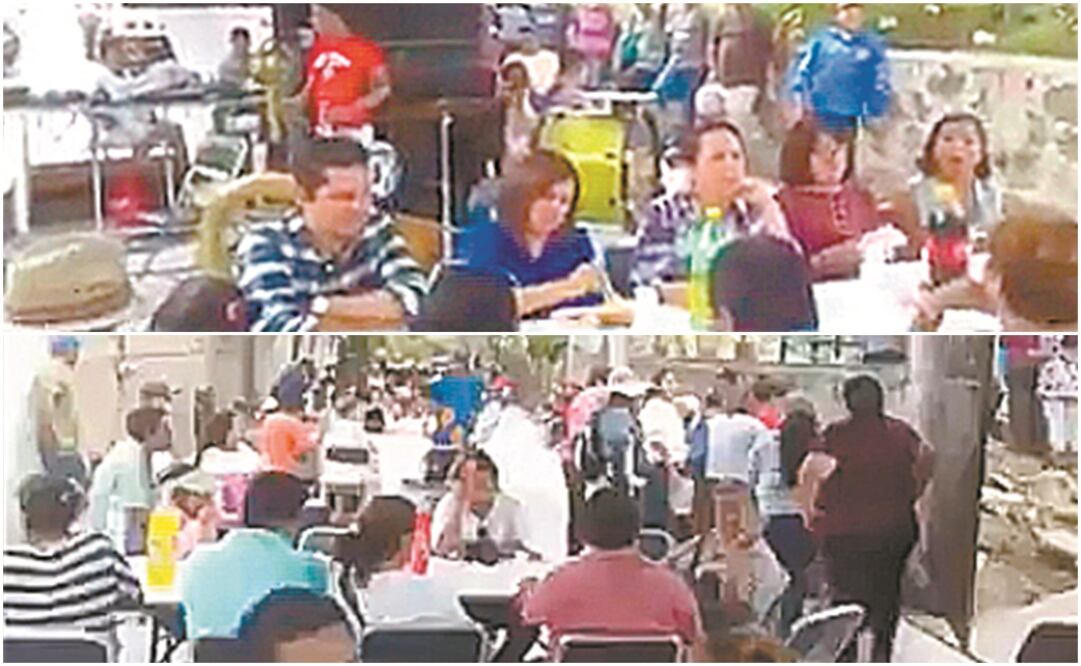 Durante la inauguración de las dos calles, los invitados esperaban la comida mientras escuchaban la voz del edil Alfonso Miranda a través de bocinas. Foto: TOMADAS DE VIDEO