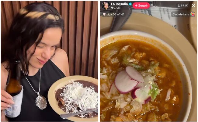 Rosalía sorprende al comer pozole en La Casa de Toño de CDMX: así reaccionó de la cantante