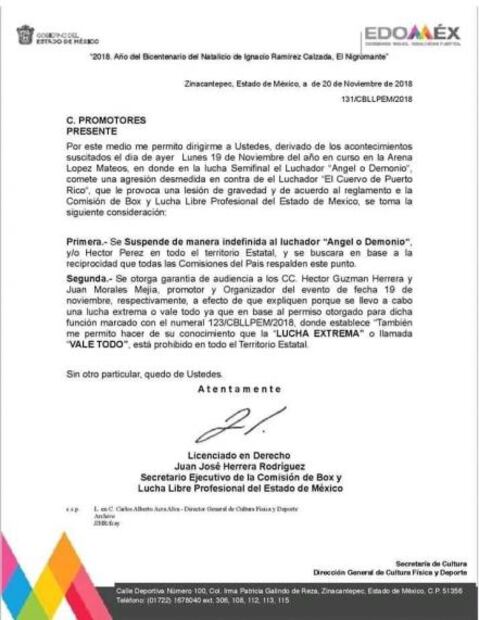 Suspenden a luchador Ángel o Demonio por ladrillazo al Cuervo